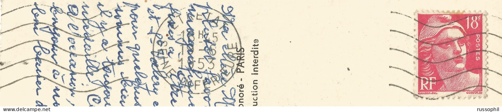 FRANCE - VARIETY &  CURIOSITY - 76 - DISCONTINUED MUTE SECAP DEPARTURE PMK  "ETRETAT" ON FRANKED PC TO BELGIUM - 1953 - Storia Postale