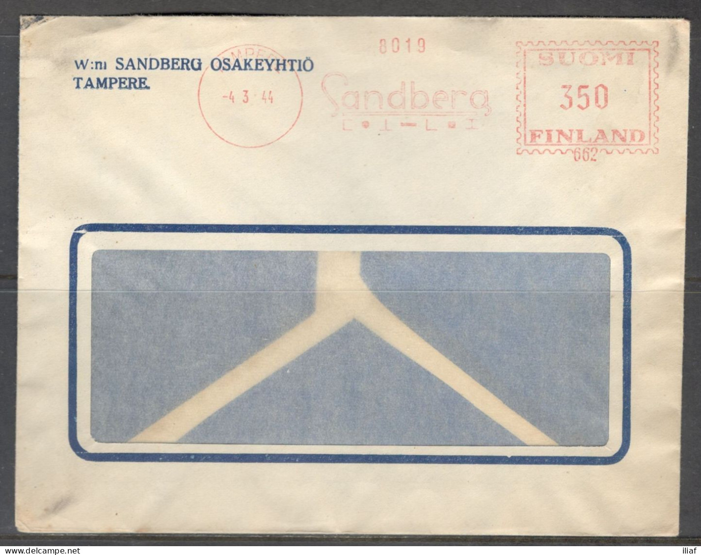 Finland. Meter Cancellation On Letter, Sent From Tampere To Forssa On 4.03.44. - Brieven En Documenten