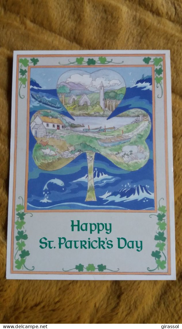 CPM HAPPY ST PATRICK S DAY TREFLE GREETINGS BEANNACHTAI NA FEILE PADRAG EIRE IRELAND - Saint-Patrick's Day