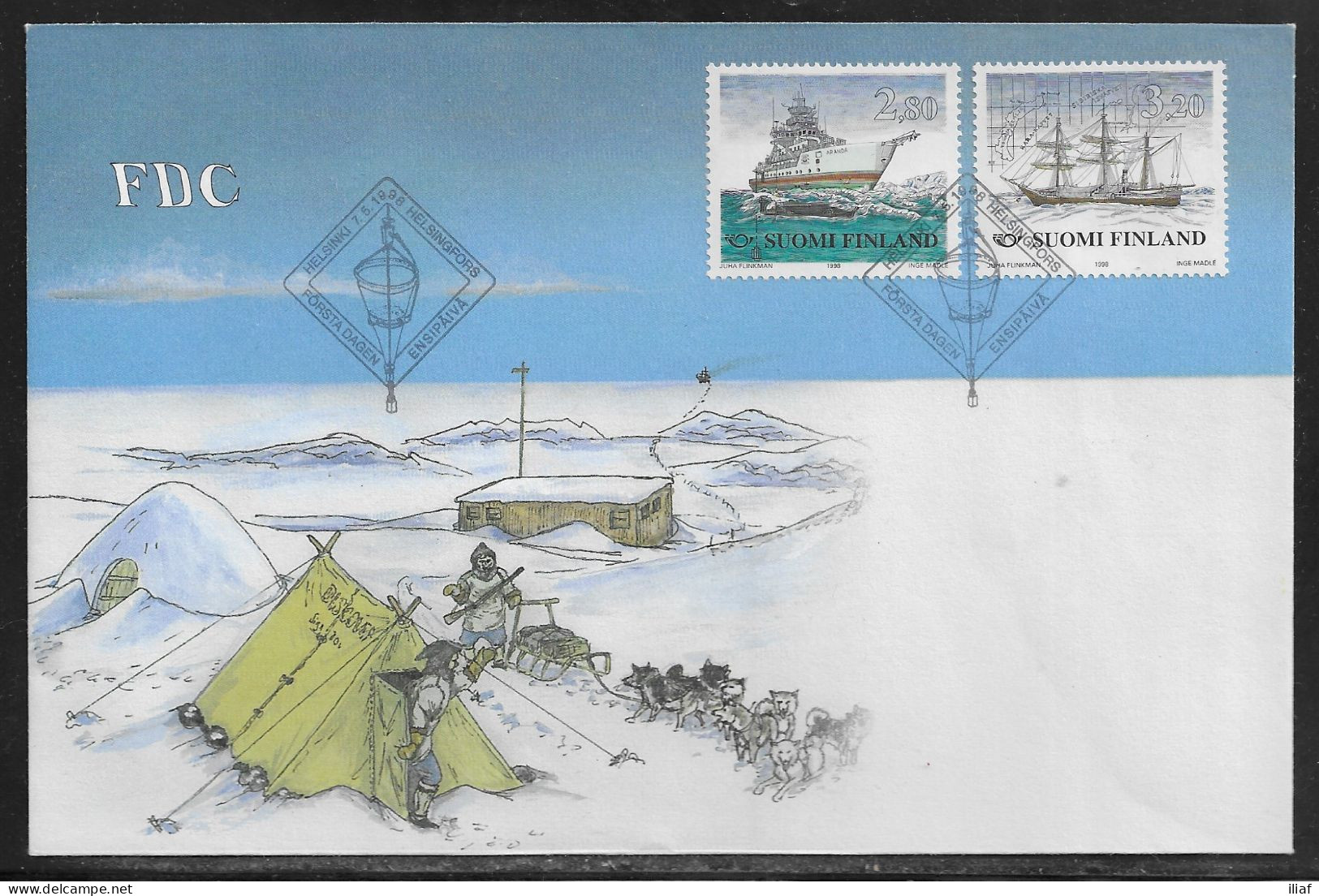 Finland. FDC Mi. 1435-1436.   Northern Edition - Ships.  FDC Cancellation On FDC Envelope - FDC