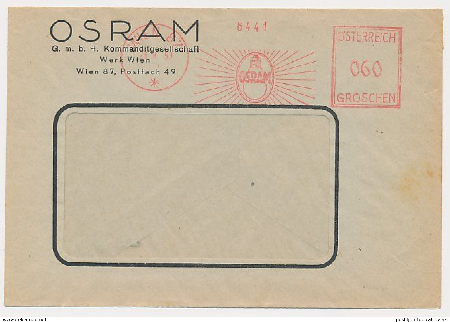 Meter Cover  Austria 1950 - OSRAM - Bulb Lamp - Elektriciteit
