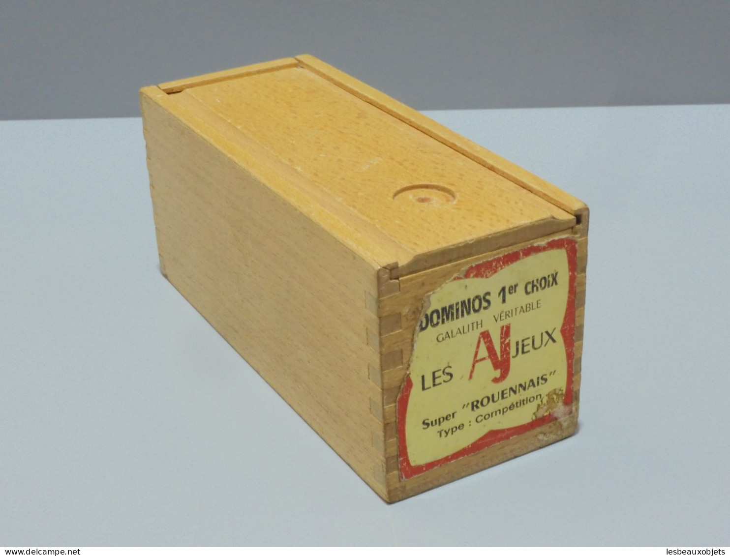 -BOITE 28 DOMINOS ANCIENS GALALITH boite bois SUPER ROUENNAIS Type compétition    E