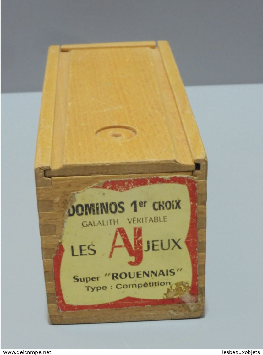 -BOITE 28 DOMINOS ANCIENS GALALITH boite bois SUPER ROUENNAIS Type compétition    E