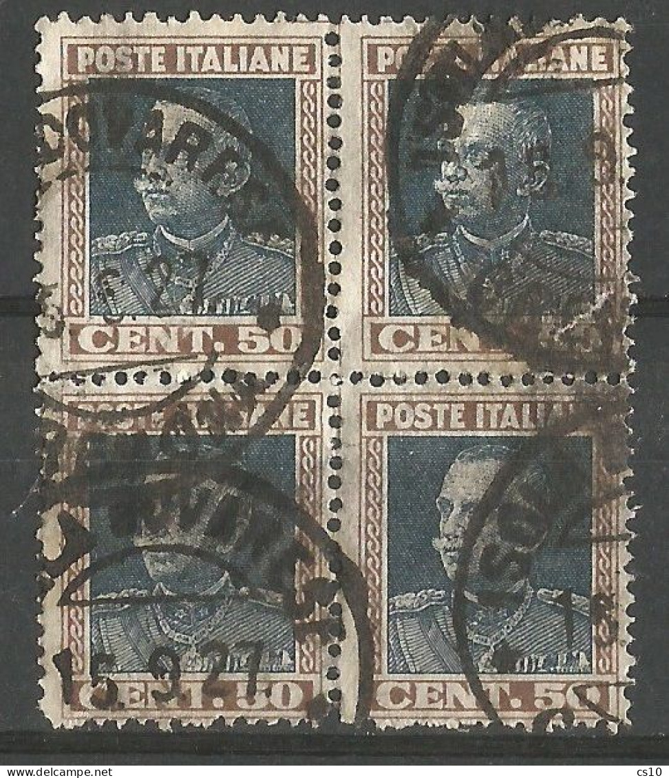 Italy Kingdom Regno 1927 Parmeggiani Jubilee C.50 In  Quartina Usata Annullo Originale - In Used Block4 Authentic PMK - Lotti E Collezioni