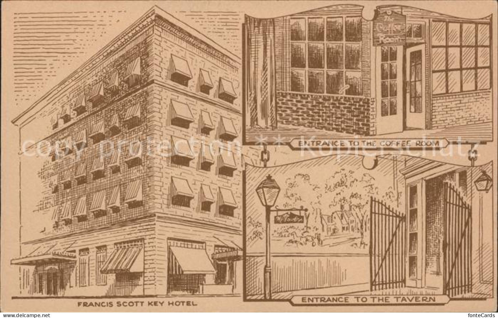 11775016 Frederick_Maryland Francis Scott Key Hotel Tavern Coffee Room Illustrat - Autres & Non Classés