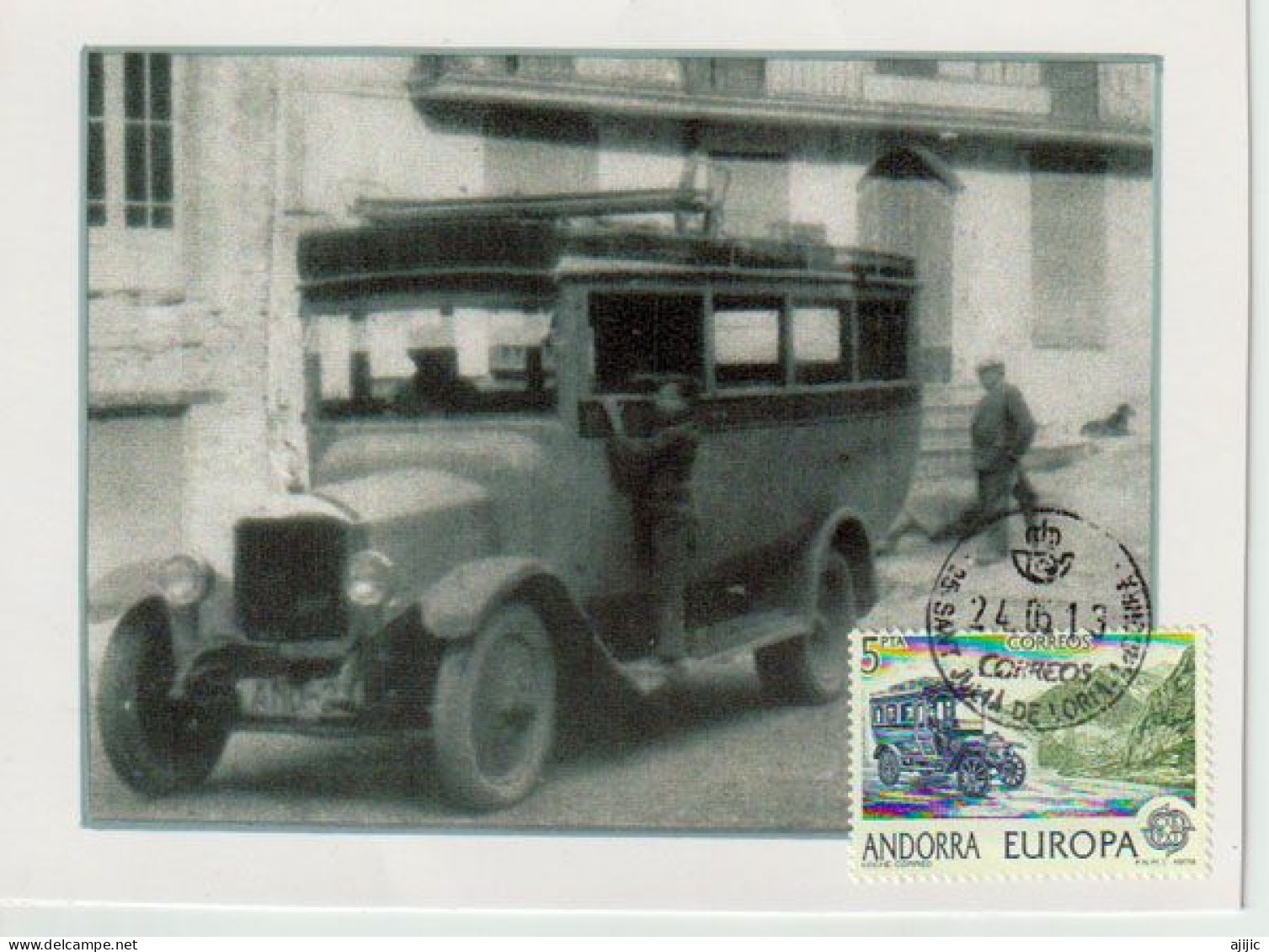 ANDORRA. Autobus Postal 1912, Service Des Postes Espagnoles Entre Seu D'Urgell & Andorre. Carte-maximum.AND.ESP - Covers & Documents