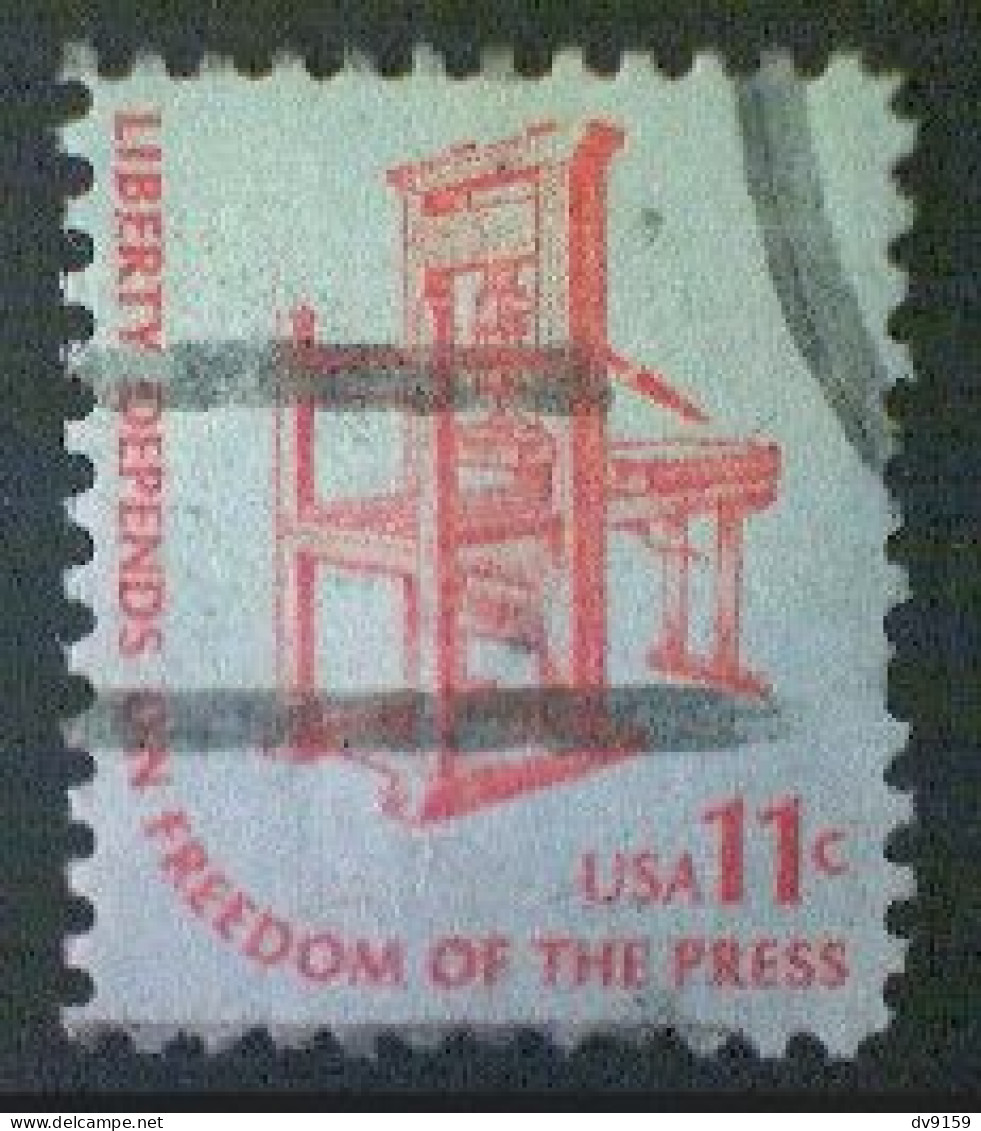 United States, Scott #1593, Used(o), 1975 Americana Series: Printing Press, 11¢, Orange On Gray - Gebruikt