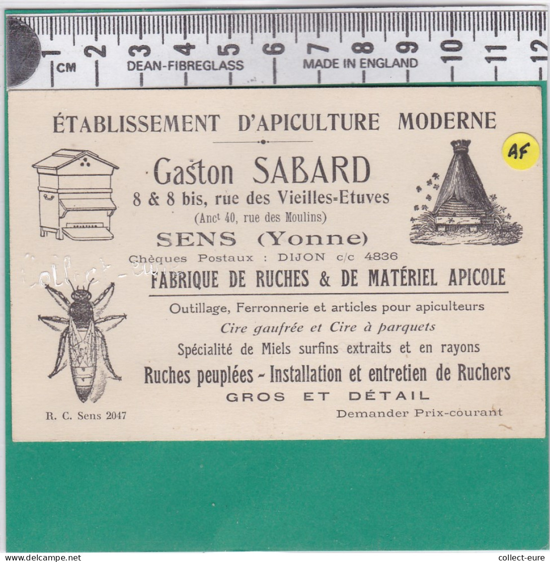 VP 84  CARTON DE REPRESENTANT  MIEL RUCHES ABEILLE  APICULTURE SABARD  SENS YONNE  - Factures