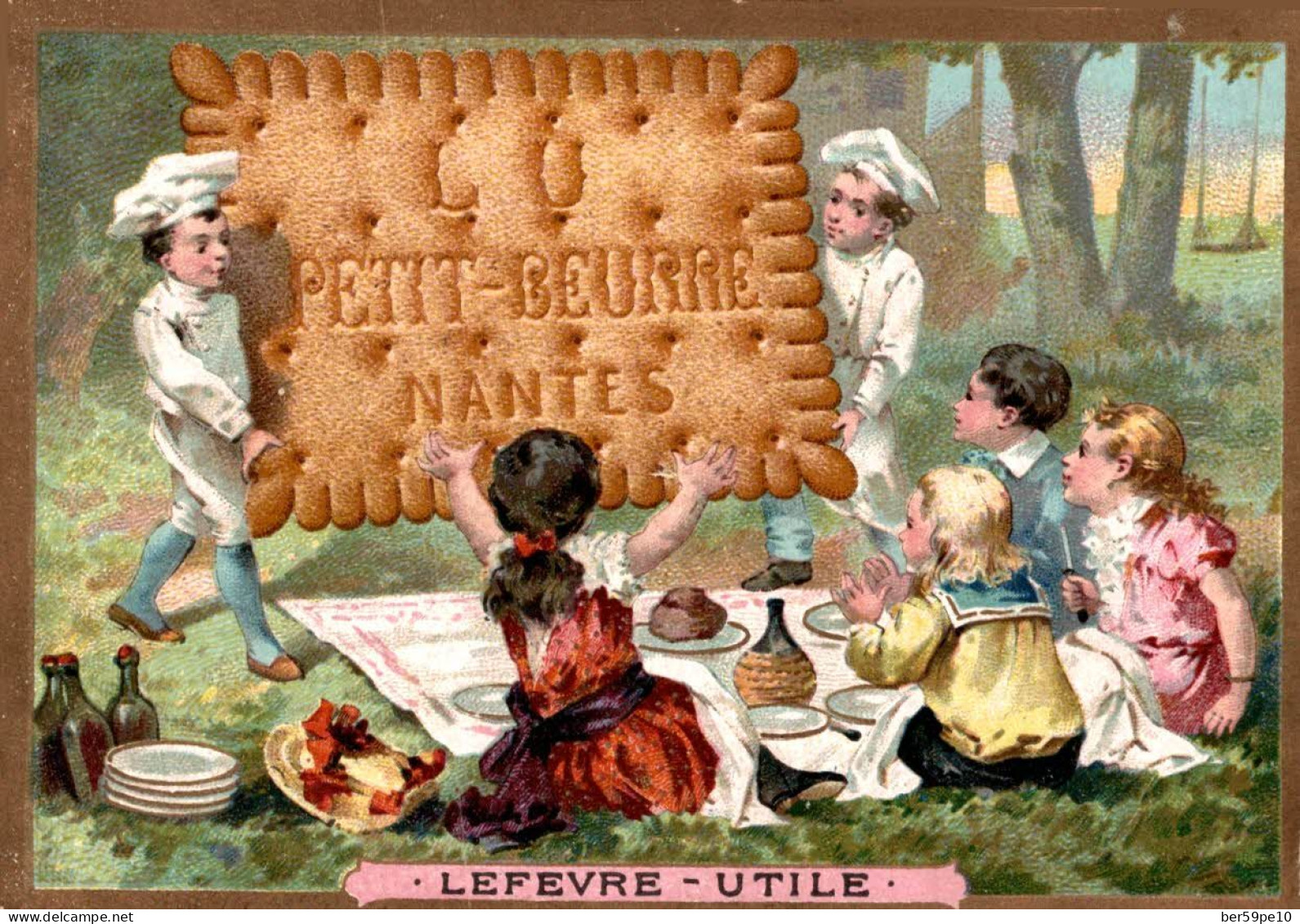 CHROMO BISCUITS LU LEFEVRE-UTILE NANTES MARMITONS LE PIQUE-NIQUE SUR L'HERBE - Lu