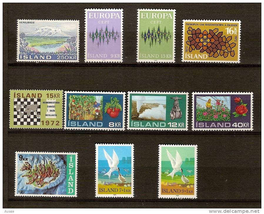 Islande Ijsland Iceland 1972 Yvertn° Entre 413 Et 423 *** MNH Cote 11,30 Euro - Unused Stamps