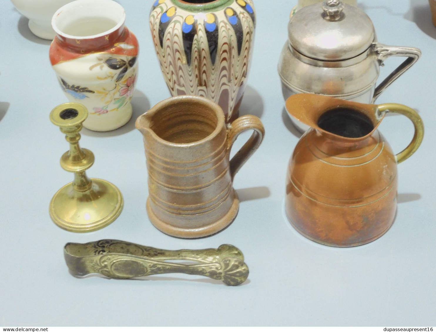 -LOT OBJETS MINIATURES CERAMIQUE PORCELAINE BOIS VERRE GRES LAITON M. Argenté      E