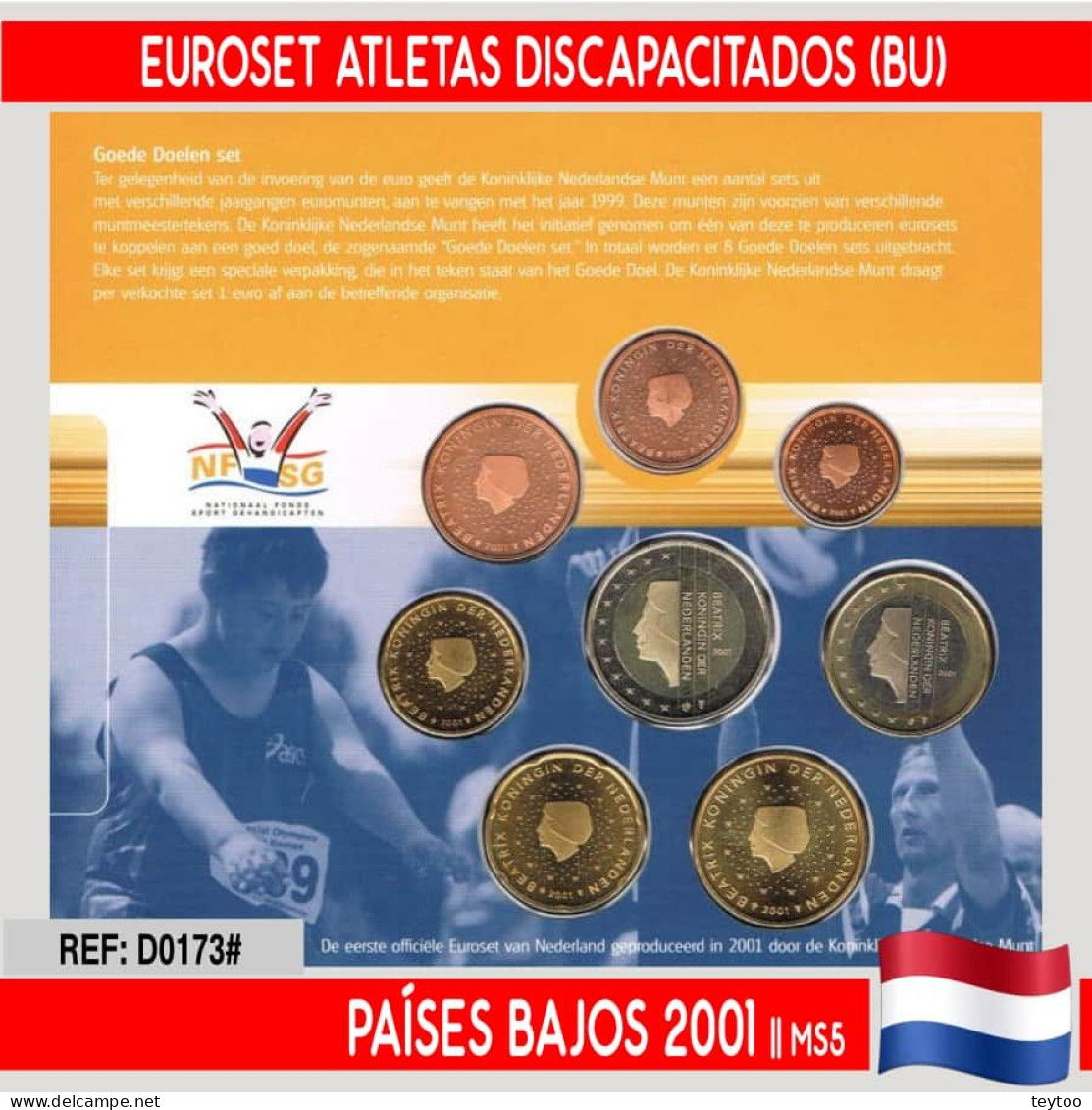 D0173# Países Bajos 2001. Set Oficial Euros (BU) - Pays-Bas