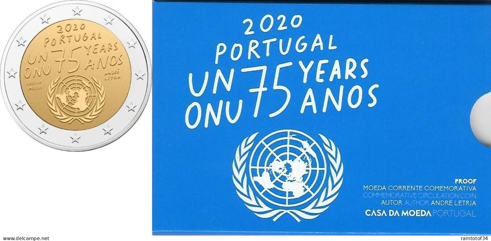 2020 PORTUGAL - 2 Euros Commémorative BE - 75 Ans ONU - Portogallo