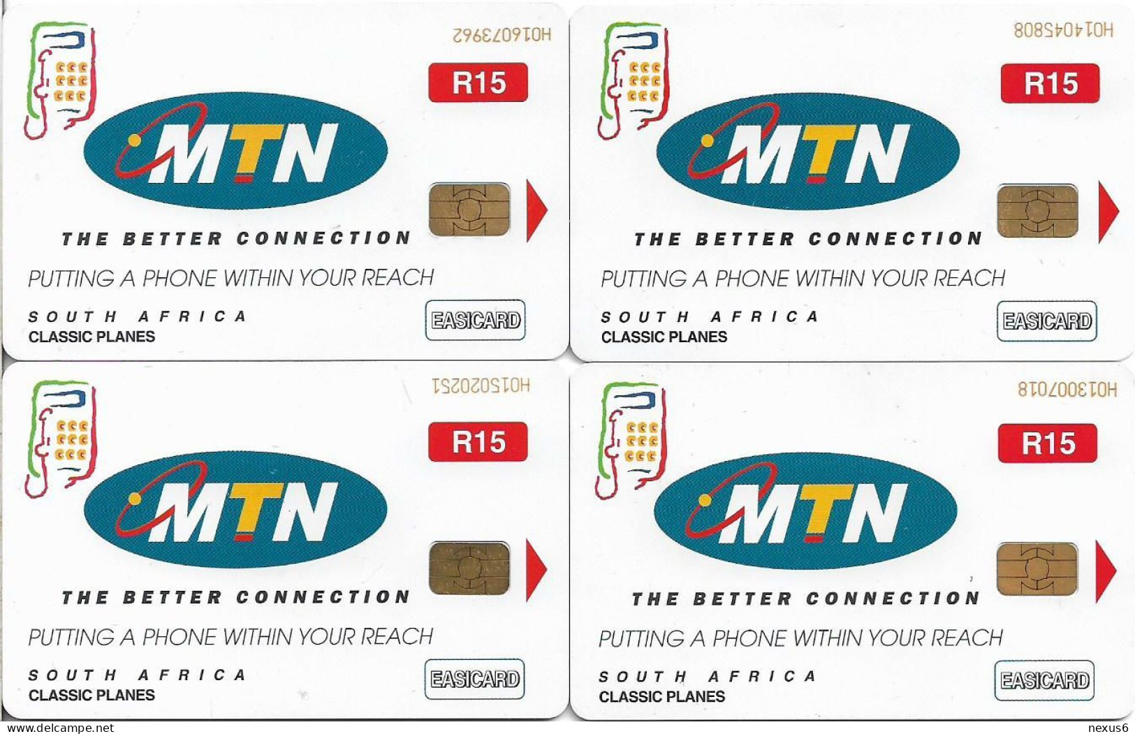 S. Africa - MTN - Classic Planes Complete Set Of 4 Cards, Chip SC8, 10.2002, 15R, Used - South Africa