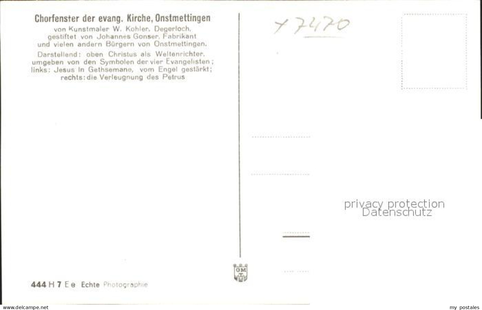 41763679 Onstmettingen Chorfenster Der Evangelischen Kirche Kunstmaler W. Kohler - Albstadt