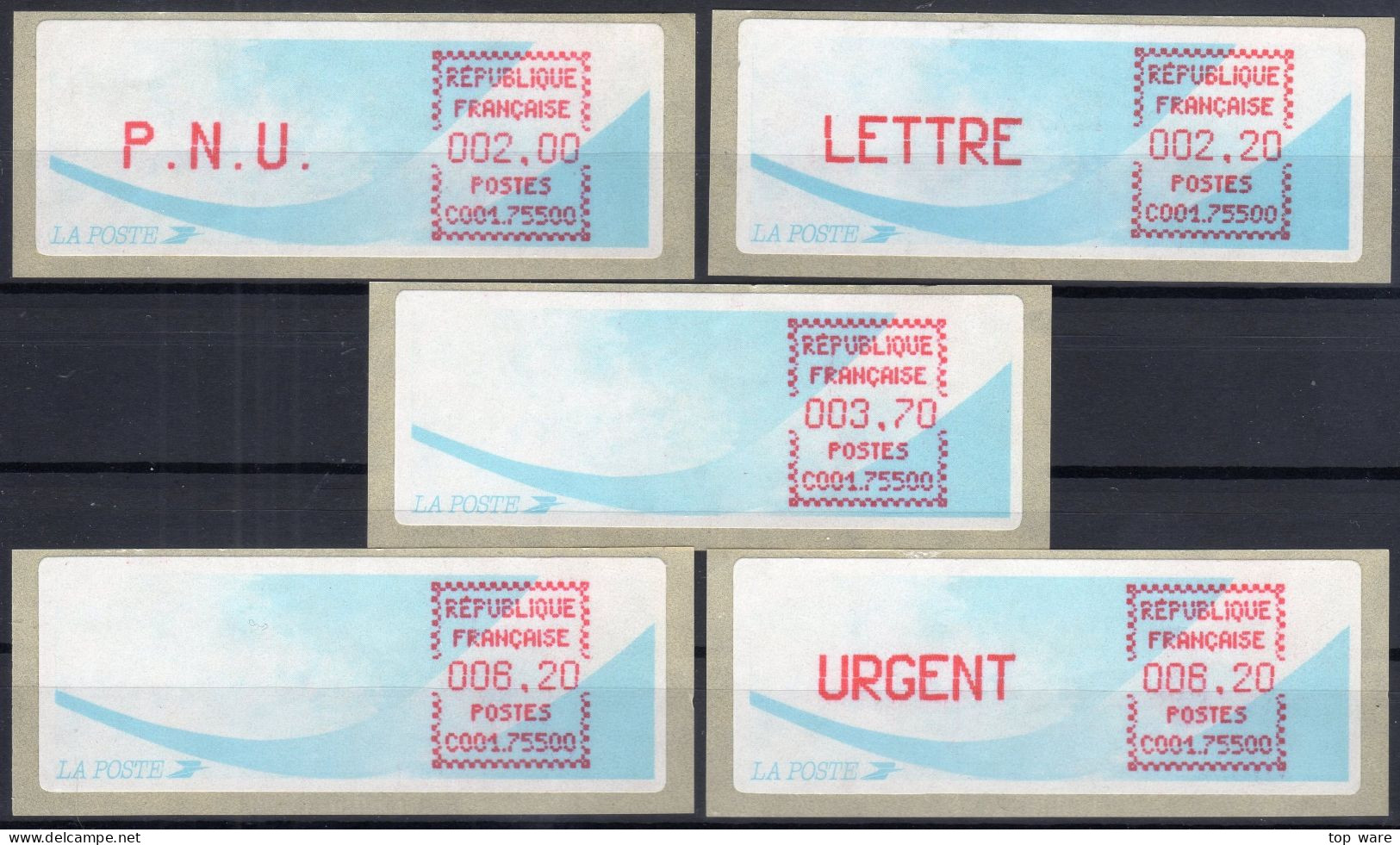 Frankreich France ATM Stamps LSA C001.75500 Paris RP / Michel 9.2 B / Serie PS2 ** / Distributeurs Automatenmarken - 1988 « Comète »