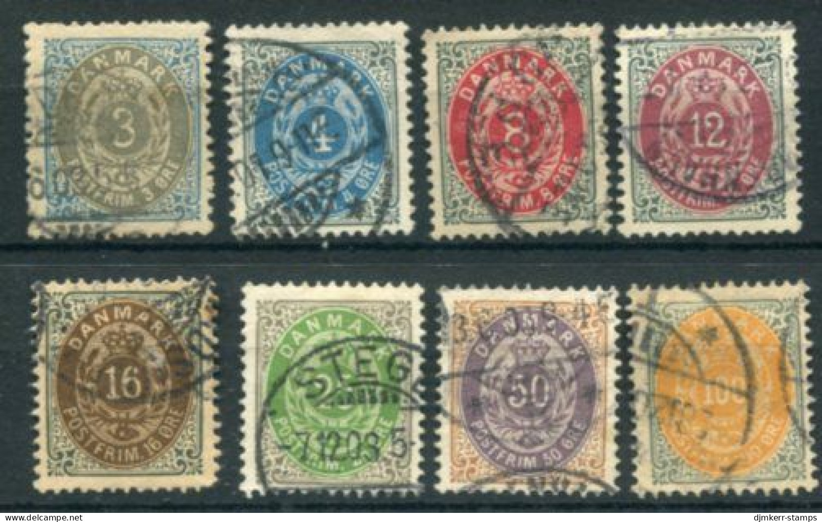 DENMARK 1895-1903 Numeral Definitives Perf. 12¾, Used. Michel 22-31 I - Gebruikt