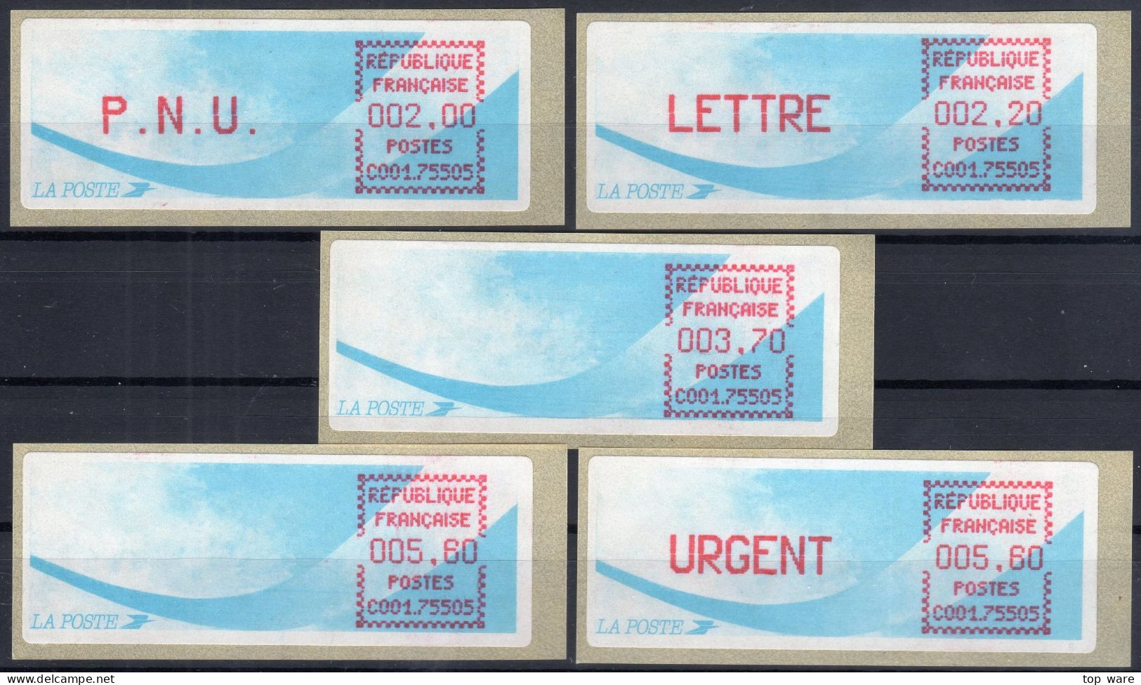 Frankreich France ATM Stamps LSA C001.75505 Paris 05 / Michel 9.3 B / Serie PS1 ** / Distributeurs Automatenmarken - 1988 « Comète »