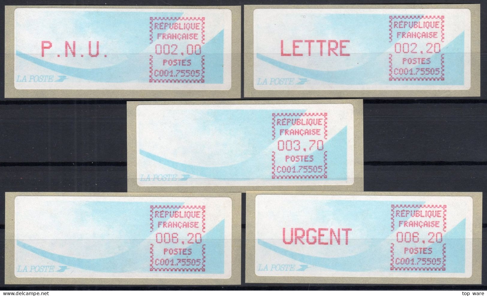 Frankreich France ATM Stamps LSA C001.75505 Paris 05 / Michel 9.3 B / Serie PS2 ** / Distributeurs Automatenmarken - 1988 « Comète »