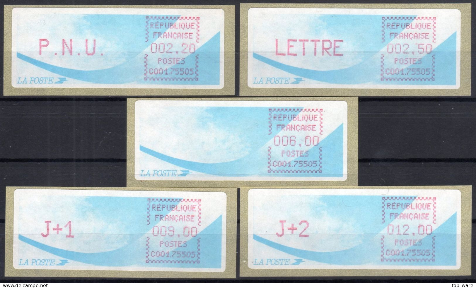 Frankreich France ATM Stamps LSA C001.75505 Paris 05 / Michel 9.3 B / Serie ZS7 ** / Distributeurs Automatenmarken - 1988 « Comète »