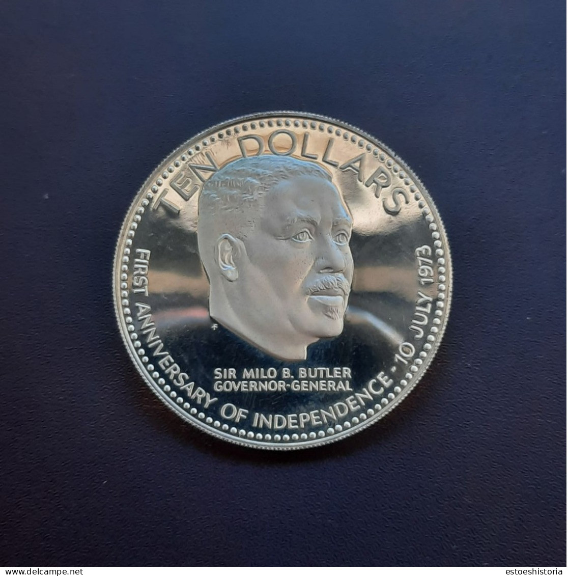 MONEDA DE 10 DOLARES DE BAHAMAS DEL AÑO 1974.DE PLATA.CONMEMORATIVA. - Bahama's