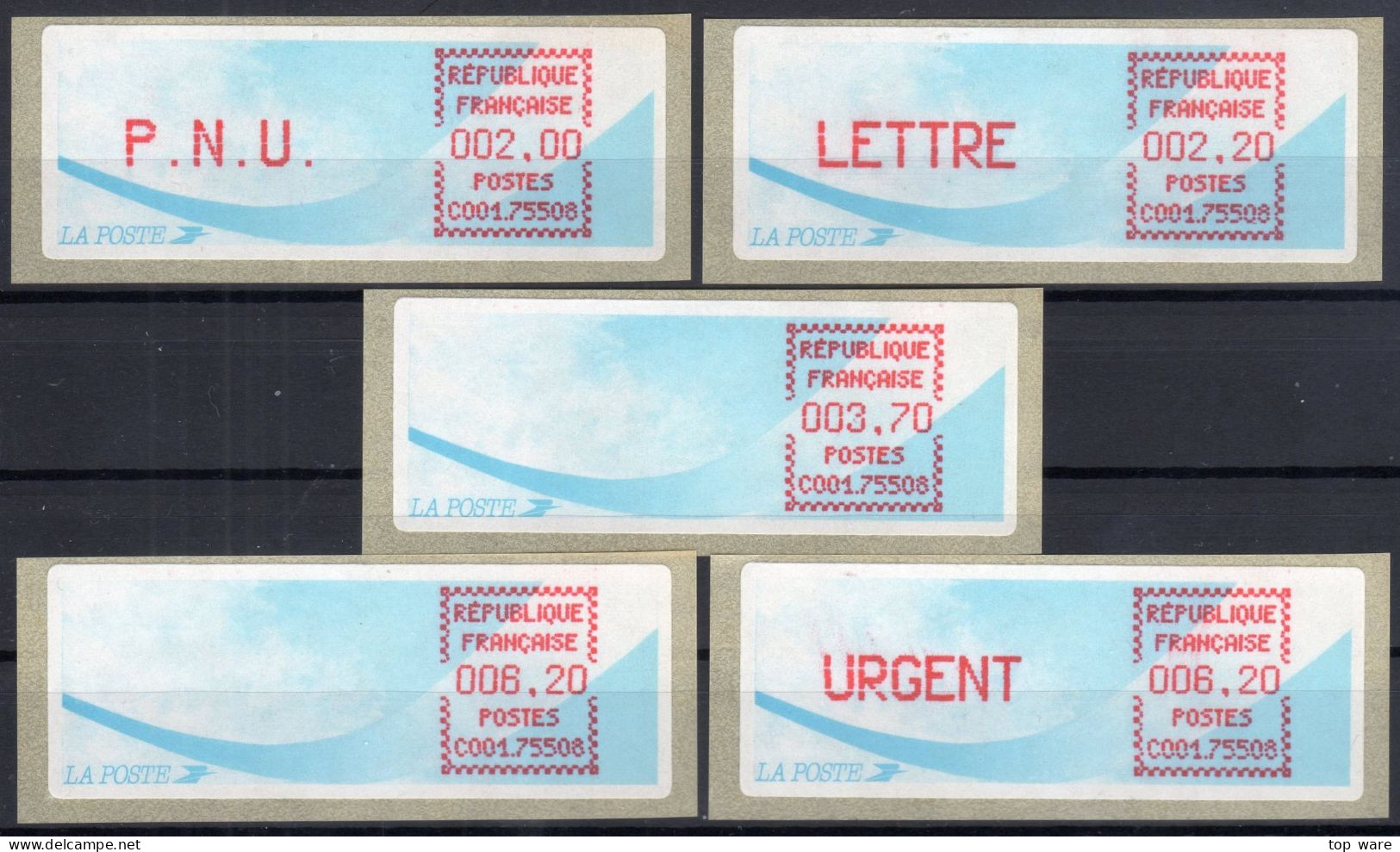 Frankreich France ATM Stamps LSA C001.75508 Paris 08 / Michel 9.4 B / Serie PS2 ** / Distributeurs Automatenmarken - 1988 « Comète »
