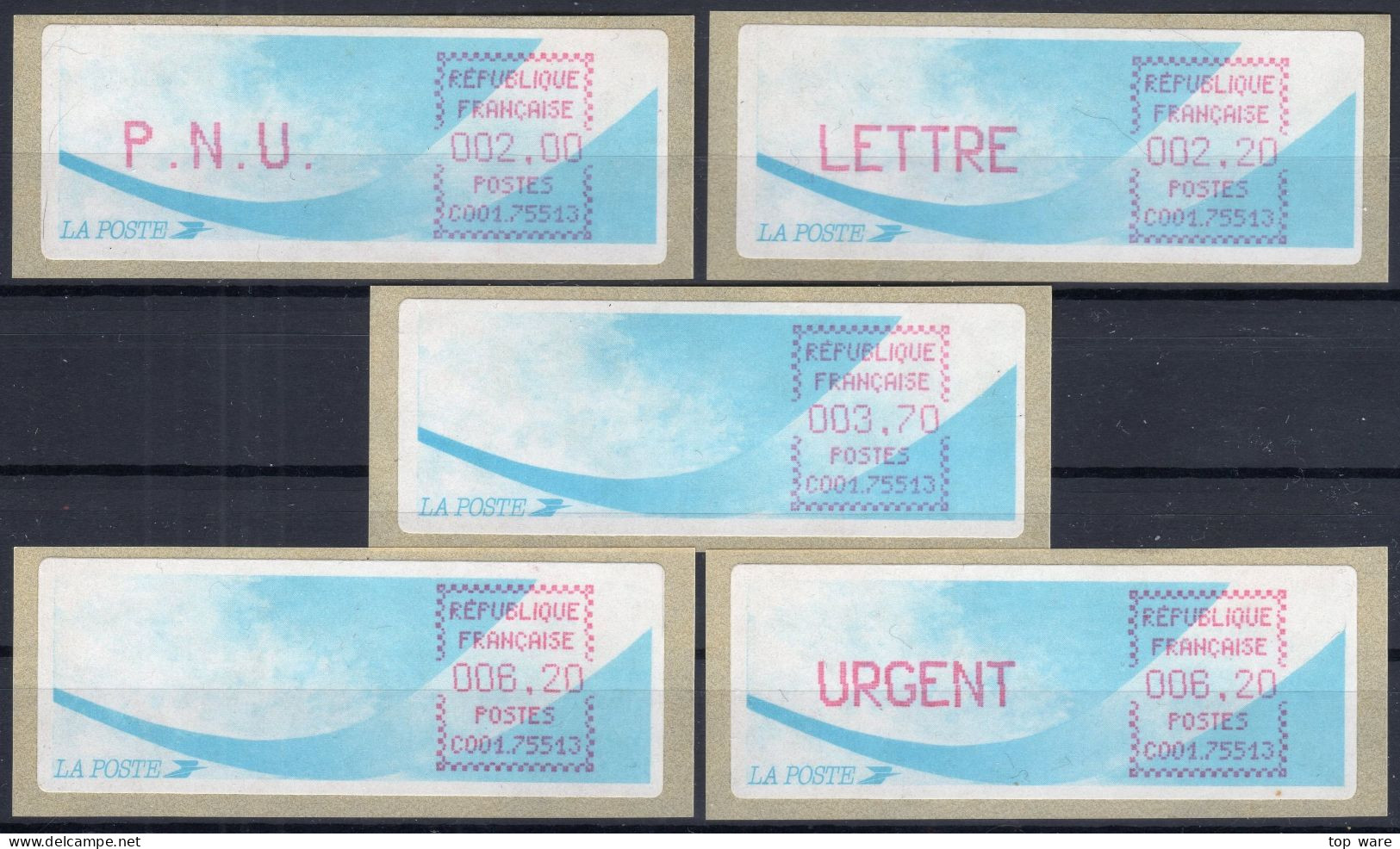 Frankreich France ATM Stamps LSA C001.75513 Paris 13 / Michel 9.5 B / Serie PS2 ** / Distributeurs Automatenmarken - 1988 « Comète »