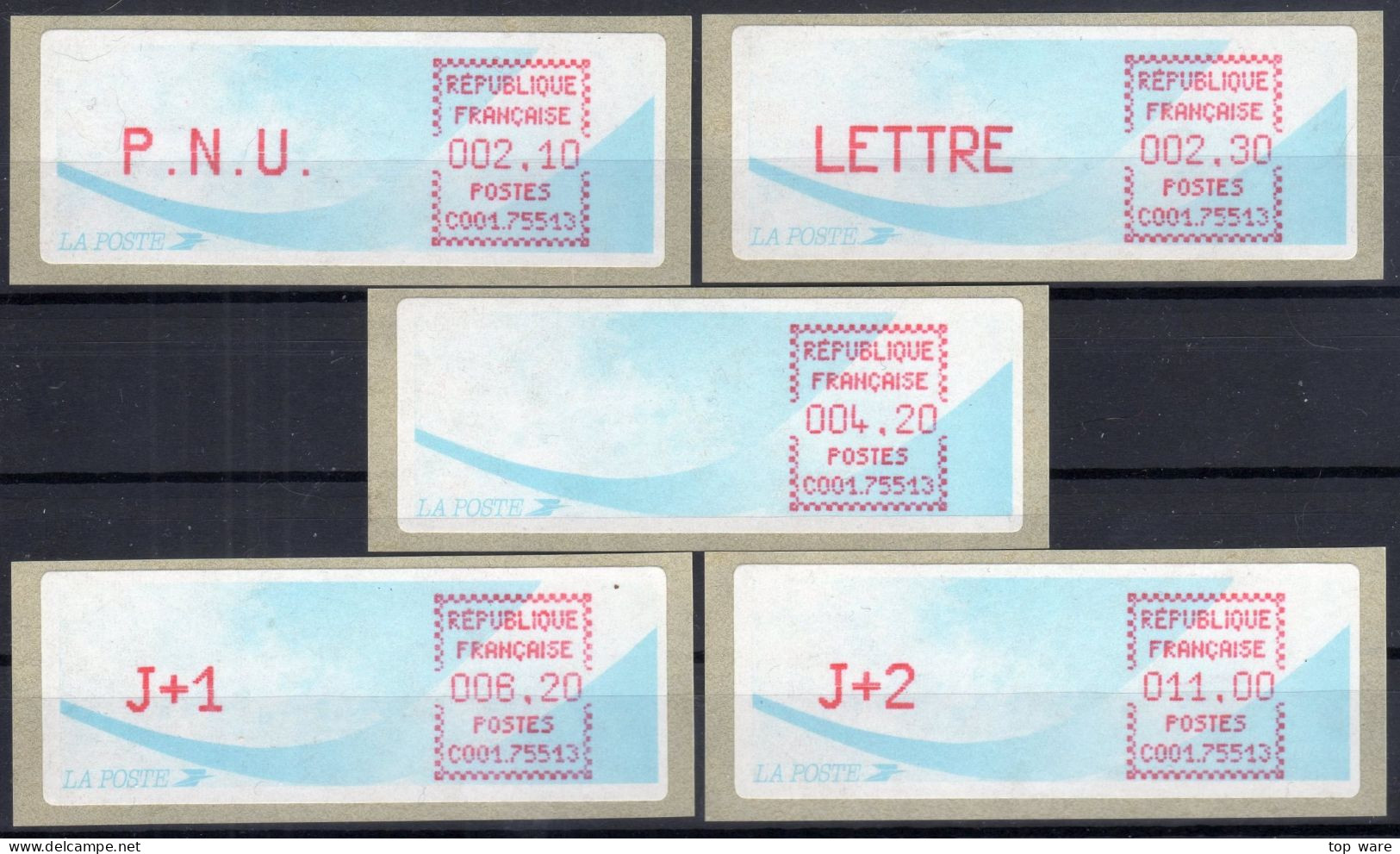 Frankreich France ATM Stamps LSA C001.75513 Paris 13 / Michel 9.5 B / Serie ZS5 ** / Distributeurs Automatenmarken - 1988 « Comète »