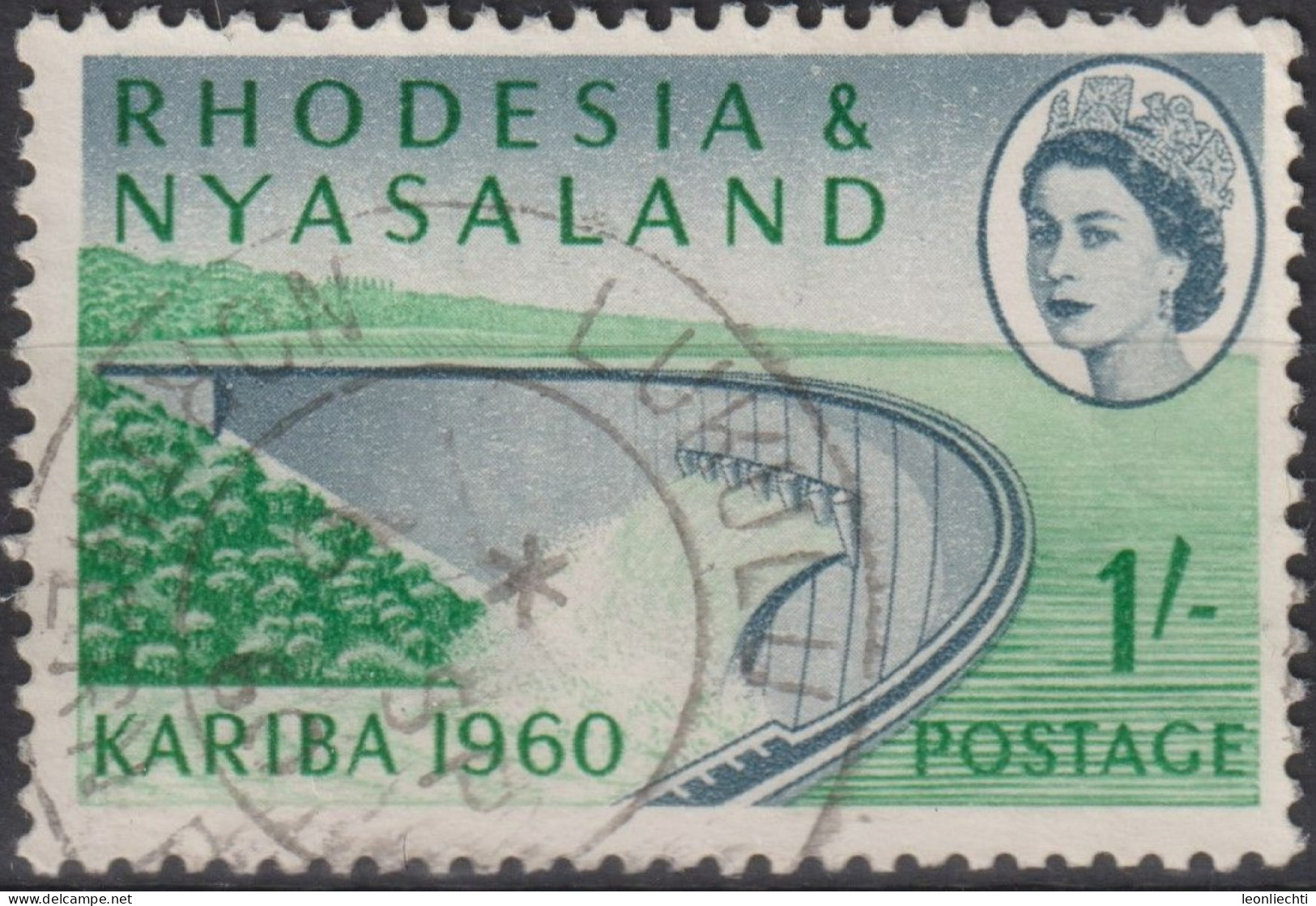 1960 Südrhodesien ° Mi:GB-RH 36, Sn:GB-RH 174, Yt:GB-RH 35, View Of Dam, Opening Of Kariba Hydro-electric Power Plant - Rhodesia & Nyasaland (1954-1963)