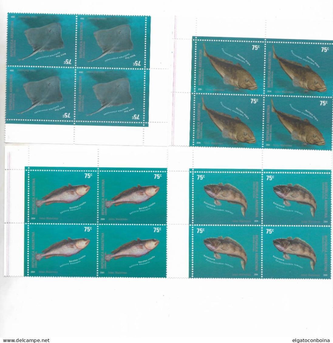 ARGENTINA 2004 FISH MARINE FAUNA FROM MALVINAS FALKLAND BLOCKS - Nuevos