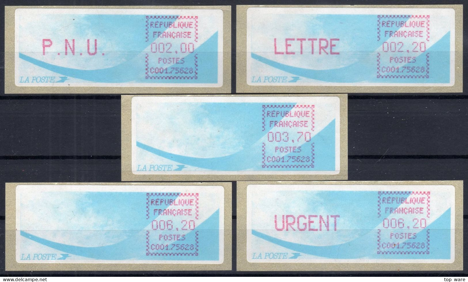 Frankreich France ATM Stamps LSA C001.75628 Paris 28 / Michel 9.6 B / Serie PS2 ** / Distributeurs Automatenmarken - 1988 « Comète »