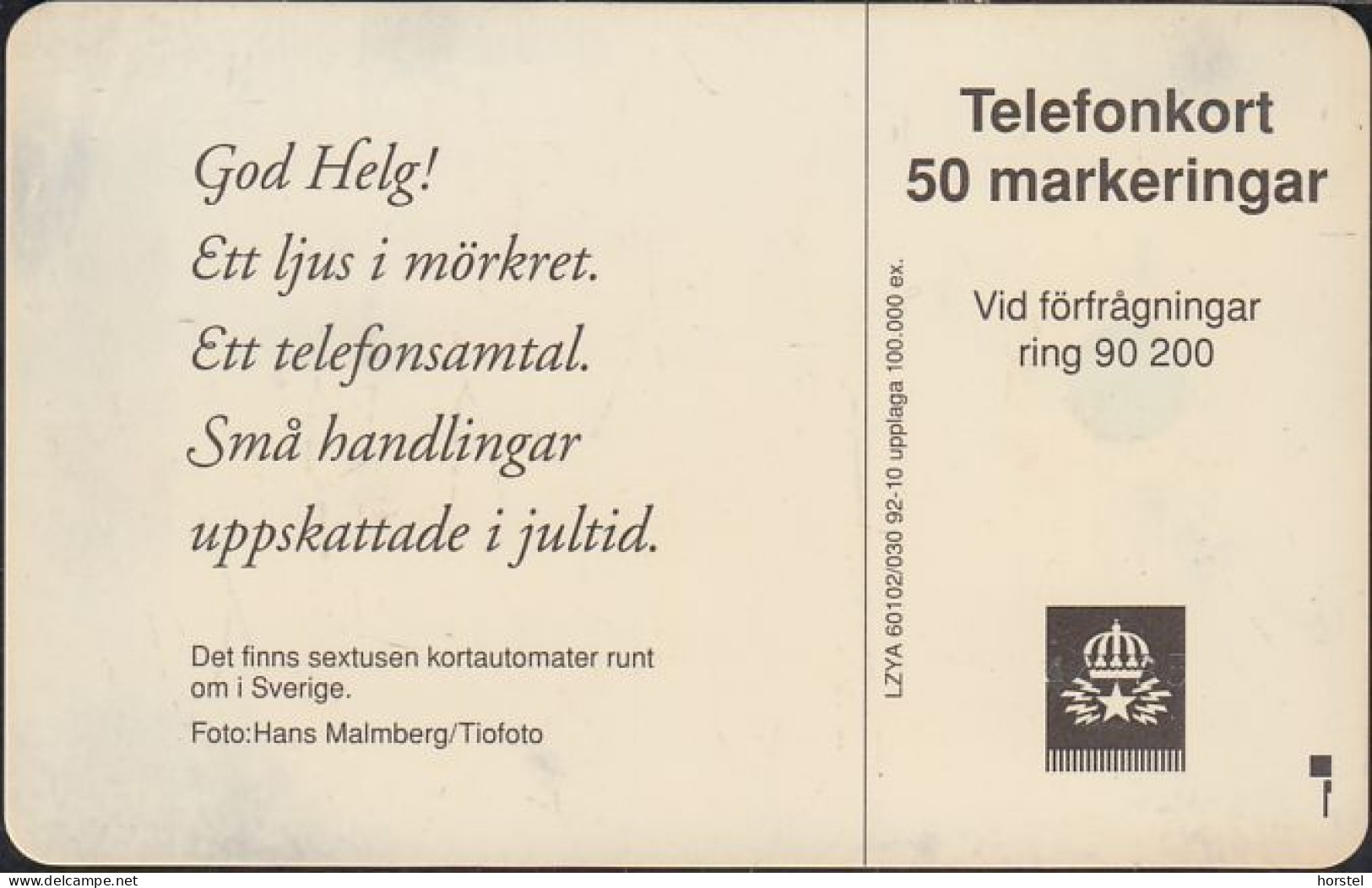 Schweden Chip 021 (60102/030) - Girl Lightning A Candle  - SC4 - 50 Units - 44185 - Suède