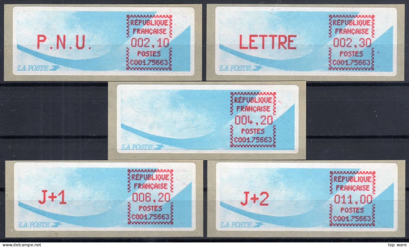 Frankreich France ATM Stamps LSA C001.75663 Paris 63 / Michel 9.7 B / Serie ZS5 ** / Distributeurs Automatenmarken - 1988 « Comète »