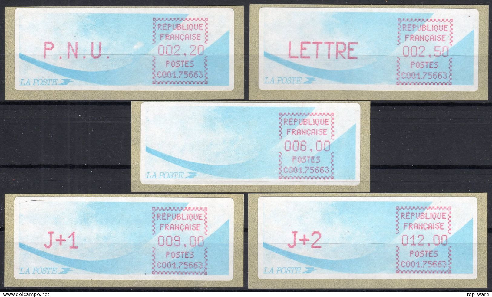 Frankreich France ATM Stamps LSA C001.75663 Paris 63 / Michel 9.7 B / Serie ZS7 ** / Distributeurs Automatenmarken - 1988 « Comète »