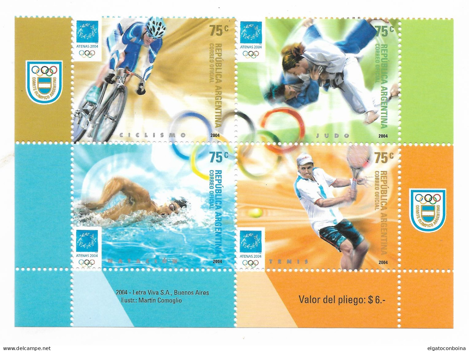 ARGENTINA 2004 OLYMPIC GAMES ATHENS 2004 BLOCK OF FOUR VALUES - Ungebraucht