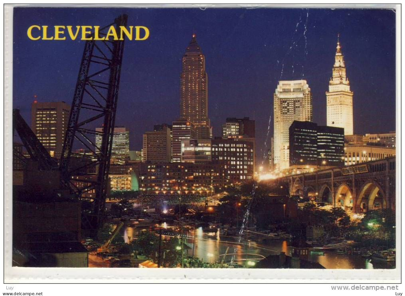 CLEVELAND, Ohio - Bright City Lights Illuminate The Nighttime Skyline Of This All-American City, Mischfrankatur, - Cleveland