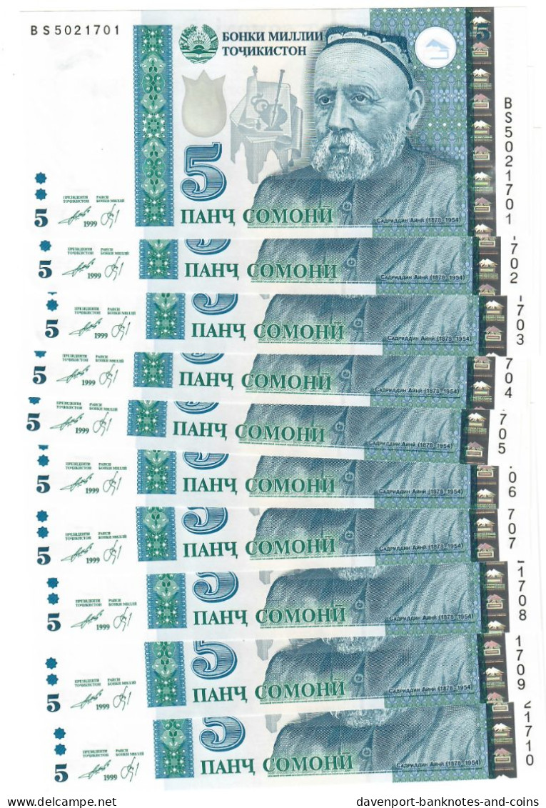 Tajikistan 10x 5 Somoni 1999 (2013) UNC - Tadjikistan