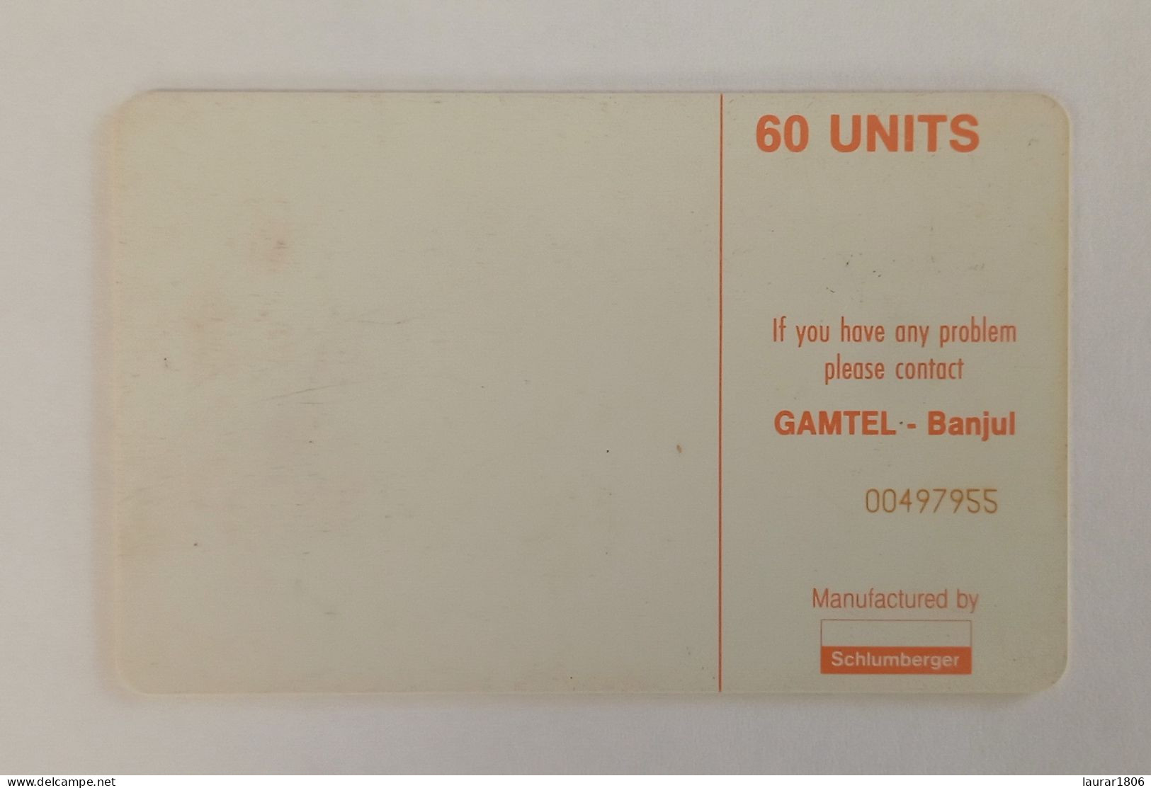 TELECARTE PHONECARD - GAMBIE - 60 Unités - Logo GAMTEL Orange - EC - Gambie