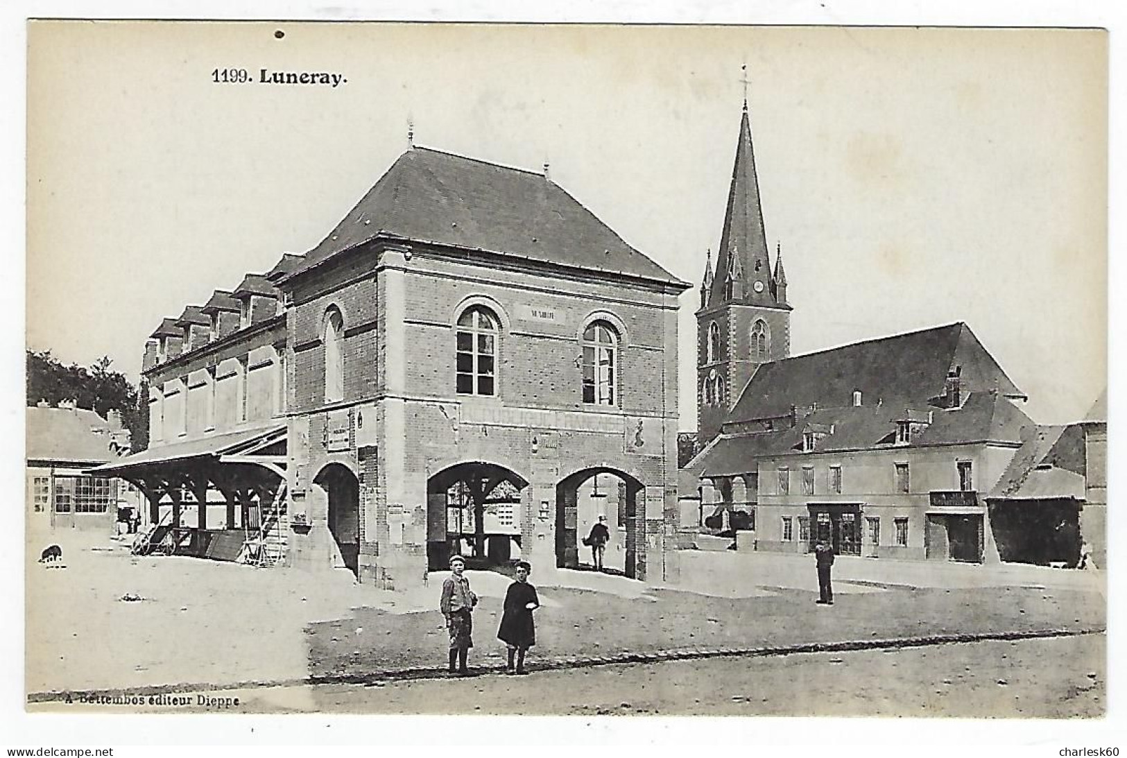 4 CPA - 76 - Lot - Vrac - Luneray - Fontaine Le Dun - Le Temple - Place Du Marché - Catelain - Dieppe - Fontaine Le Dun