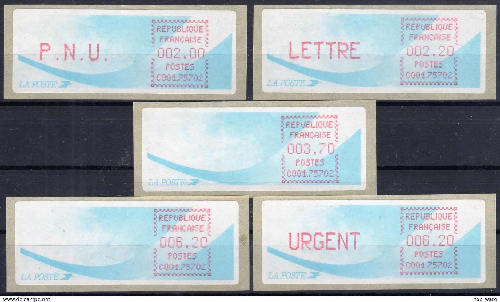 Frankreich France ATM Stamps LSA C001.75702 Paris 102 / Michel 9.8 B / Serie PS2 ** / Distributeurs Automatenmarken - 1988 Type « Comète »