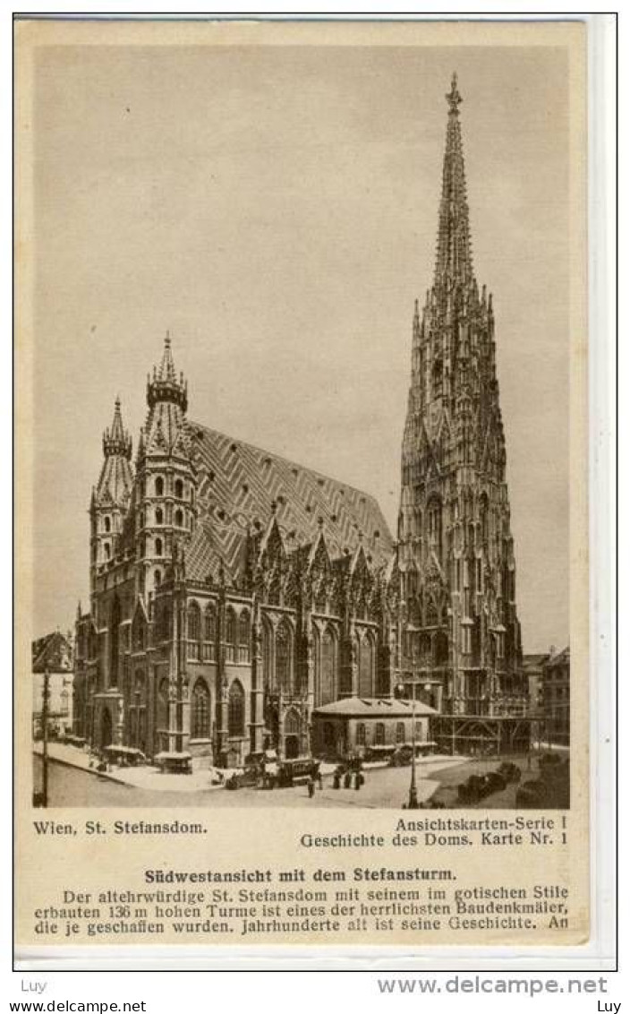 WIEN, St. Stefansdom, Ansichtskarten-Serie I - Geschichte D. Doms, Karte Nr. 1 CHRISTIANITY - Stephansplatz