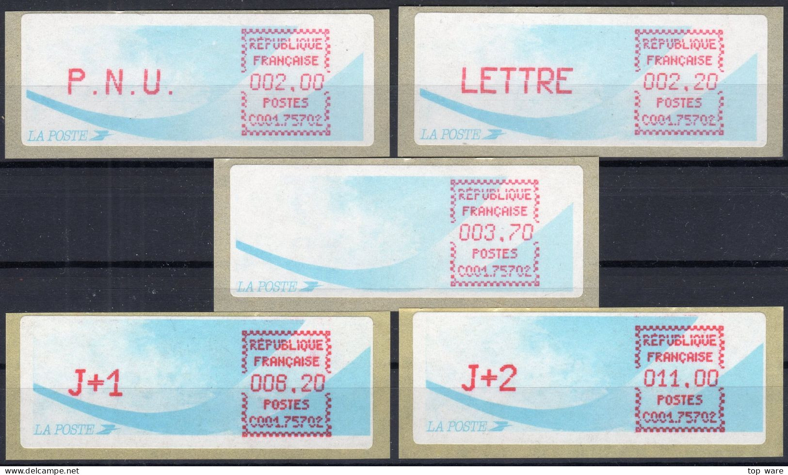 Frankreich France ATM Stamps LSA C001.75702 Paris 102 / Michel 9.8 B / Serie ZS4 ** / Distributeurs Automatenmarken - 1988 « Comète »
