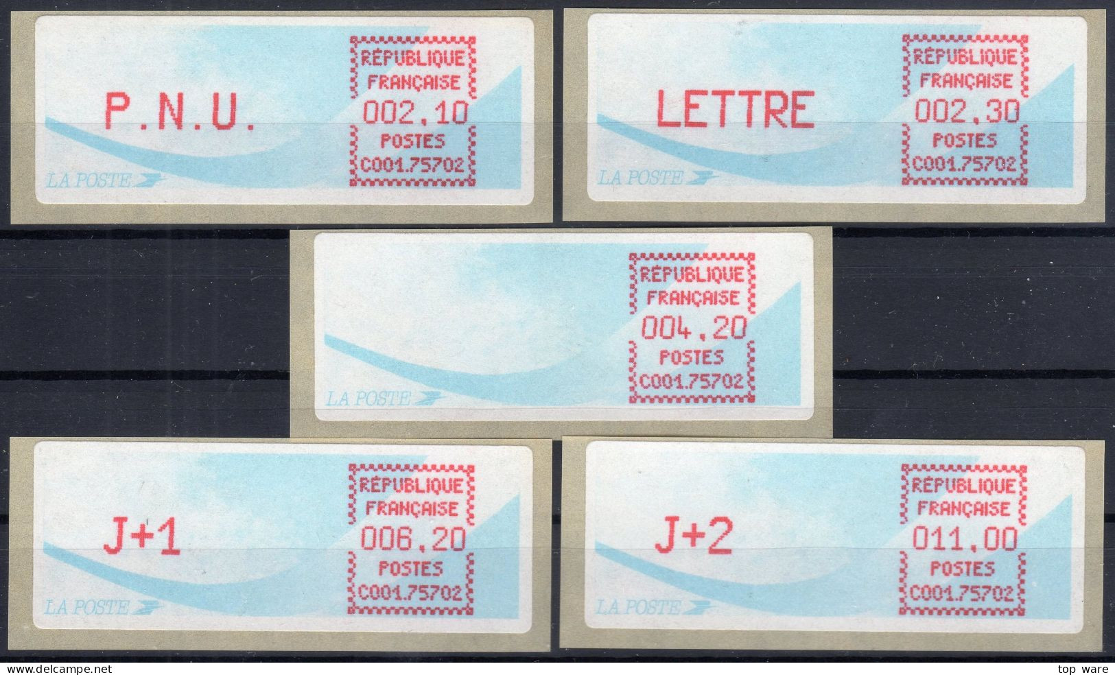 Frankreich France ATM Stamps LSA C001.75702 Paris 102 / Michel 9.8 B / Serie ZS5 ** / Distributeurs Automatenmarken - 1988 « Comète »