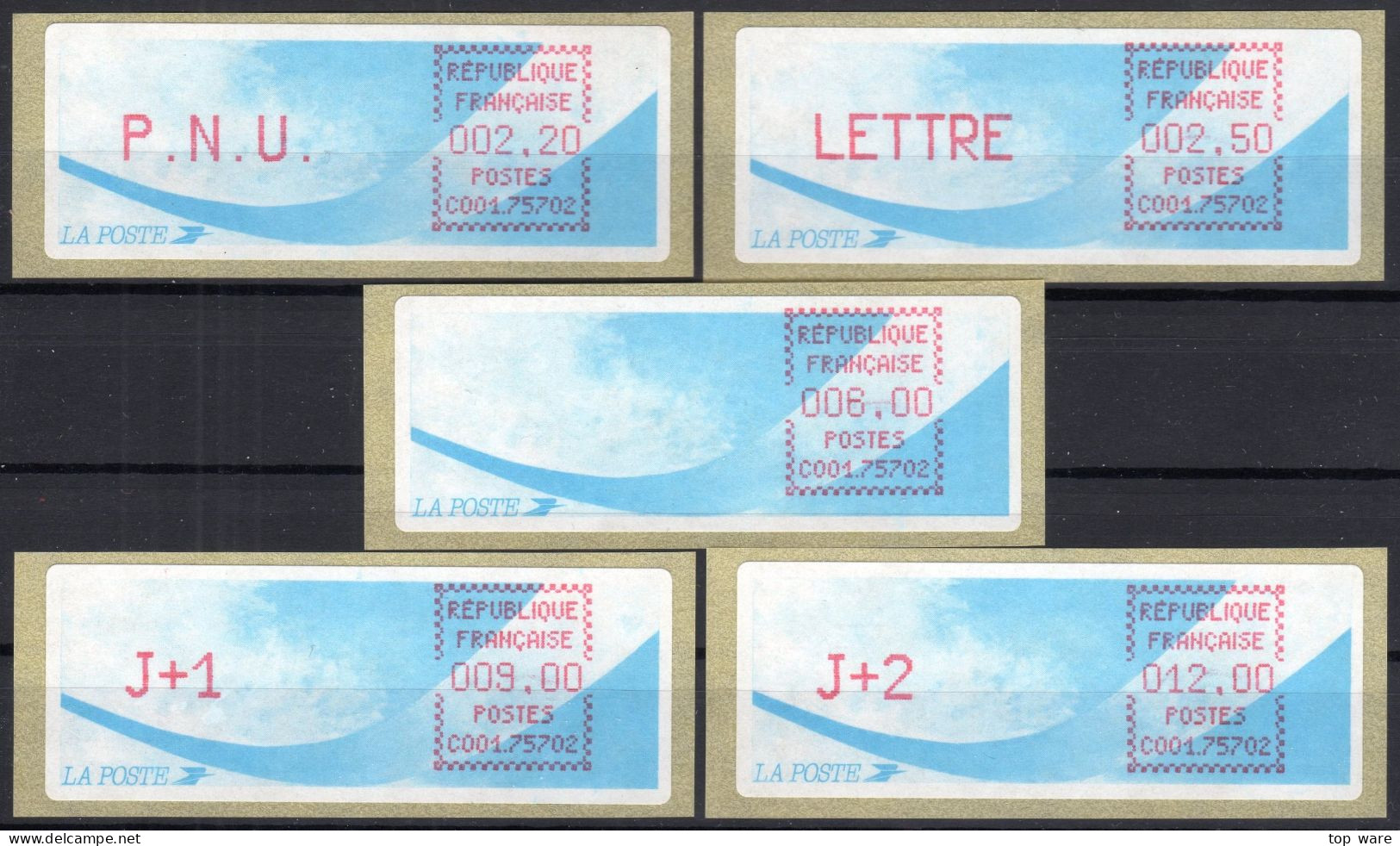 Frankreich France ATM Stamps LSA C001.75702 Paris 102 / Michel 9.8 B / Serie ZS7 ** / Distributeurs Automatenmarken - 1988 « Comète »