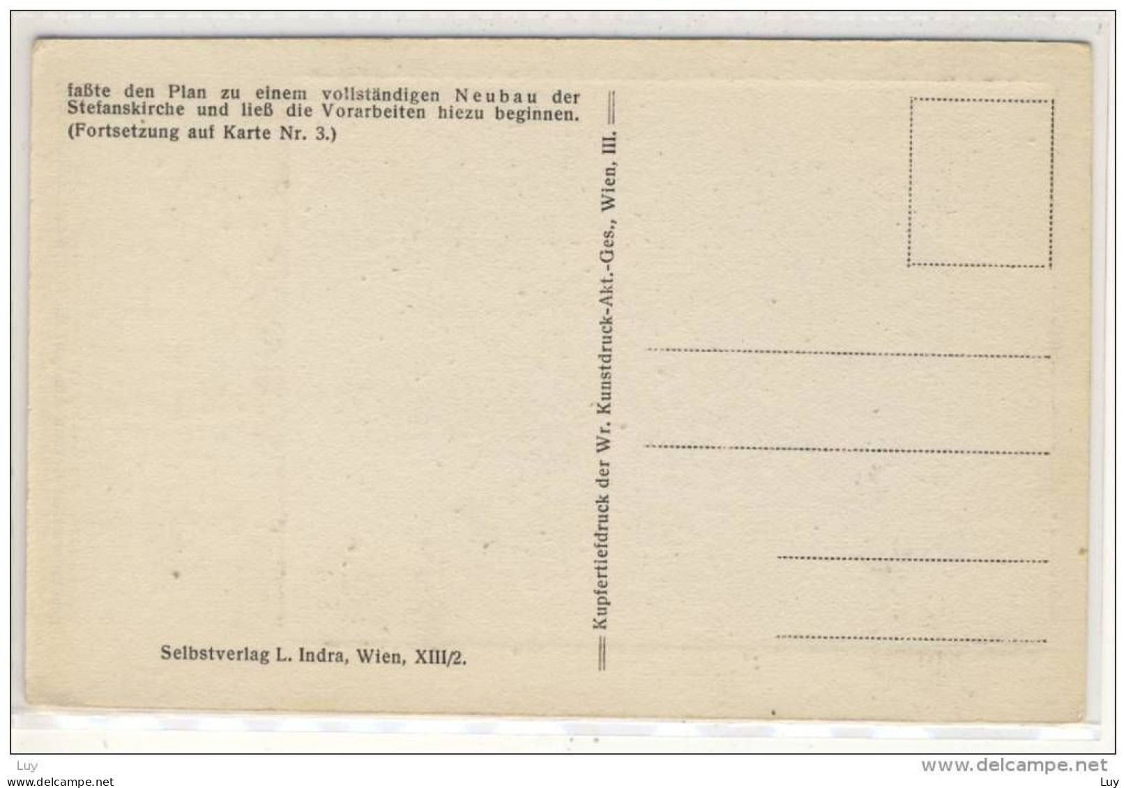 WIEN, St. Stefansdom, Ansichtskarten-Serie I , 1920 - Geschichte D. Doms, Karte Nr. 2 CHRISTIANITY - Stephansplatz