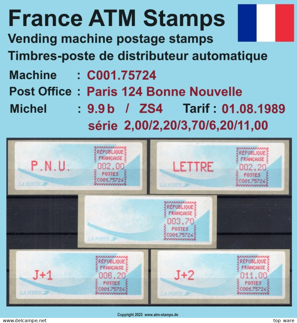 Frankreich France ATM Stamps LSA C001.75724 Paris 124 / Michel 9.9 B / Serie ZS4 ** / Distributeurs Automatenmarken - 1988 Type « Comète »