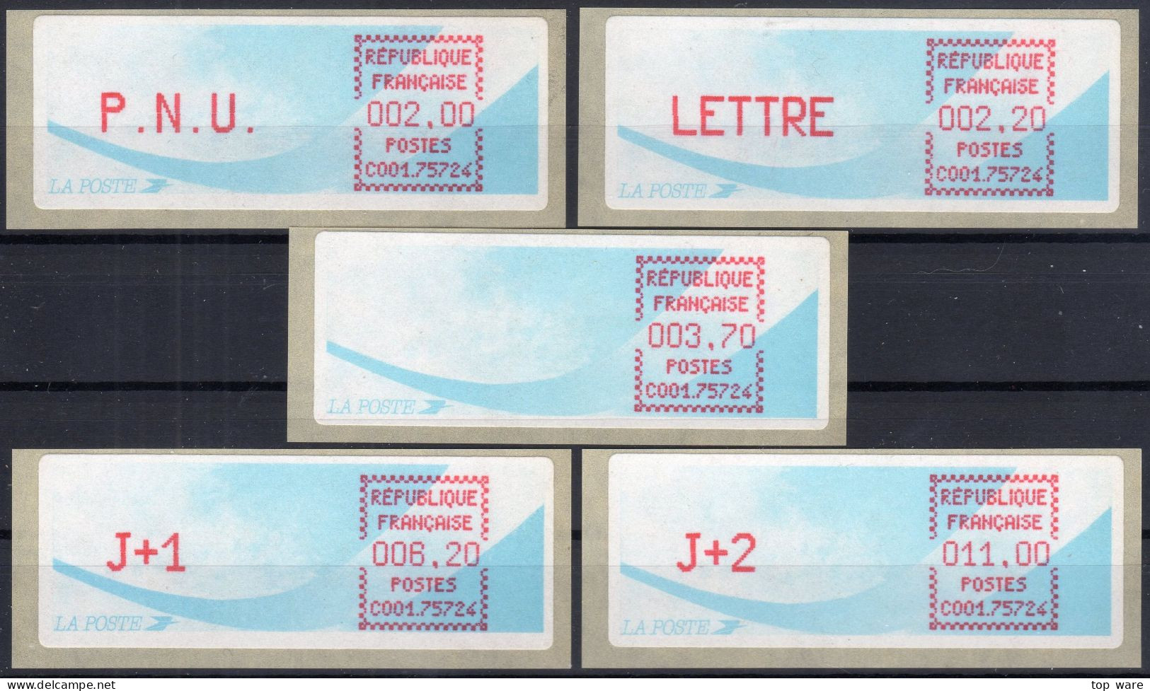 Frankreich France ATM Stamps LSA C001.75724 Paris 124 / Michel 9.9 B / Serie ZS4 ** / Distributeurs Automatenmarken - 1988 Type « Comète »