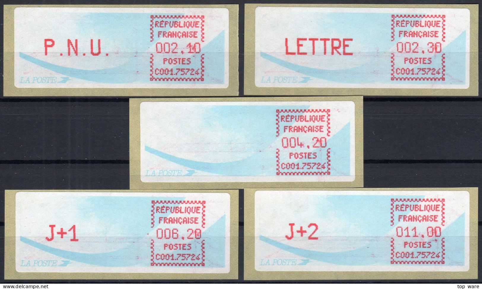 Frankreich France ATM Stamps LSA C001.75724 Paris 124 / Michel 9.9 B / Serie ZS5 ** / Distributeurs Automatenmarken - 1988 Type « Comète »