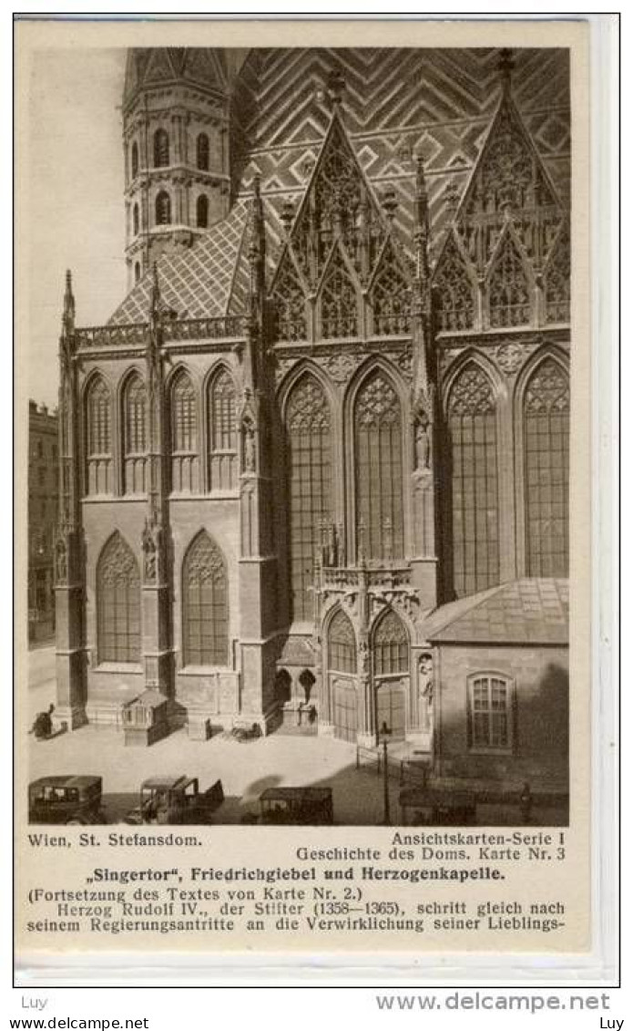 WIEN, St. Stefansdom, Ansichtskarten-Serie I - 1920, Geschichte D. Doms, Karte Nr. 3 CHRISTIANITY - Stephansplatz