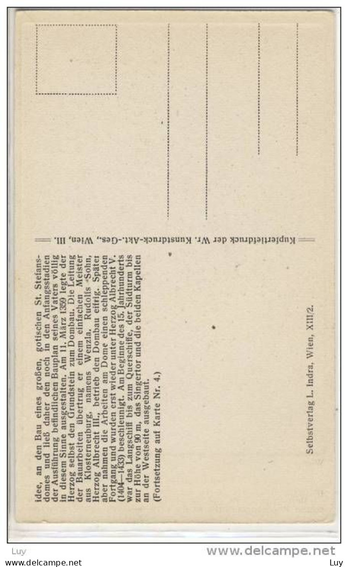 WIEN, St. Stefansdom, Ansichtskarten-Serie I - 1920, Geschichte D. Doms, Karte Nr. 3 CHRISTIANITY - Stephansplatz